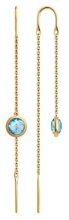 Серьги-цепочки Diamant 51-320-01420-1 вес 1.42 г золото, топаз купить,NaN