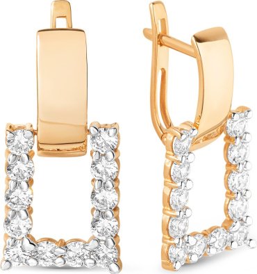 Серьги Династия 023052-1102 вес 5.53 г золото, фианит купить,NaN
