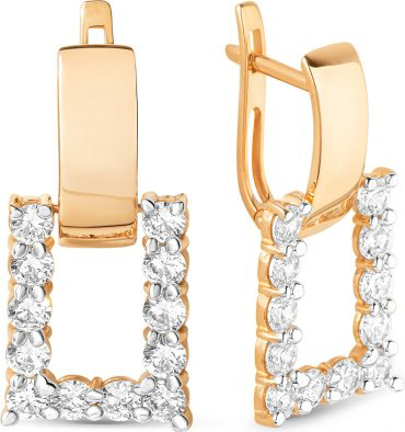 Серьги Династия 023052-1102 вес 5.53 г золото, фианит купить,NaN