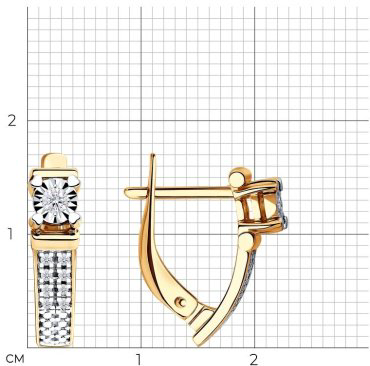 Серьги LUXOR JEWELRY LUXOR 1021313 вес 2.58 г золото, бриллиант купить,489000