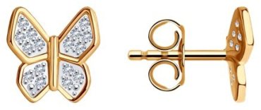 Пусеты Diamant 51-122-01884-1 вес 1.46 г золото, фианит купить,NaN