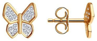 Пусеты Diamant 51-122-01884-1 вес 1.46 г золото, фианит купить,NaN
