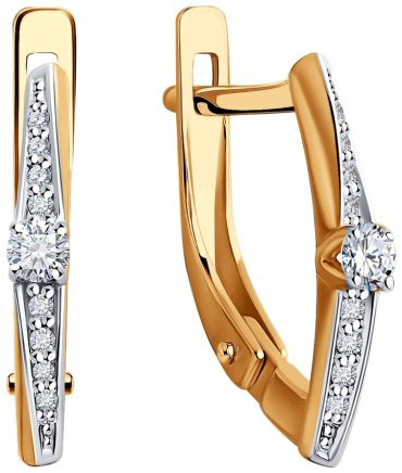 Серьги Diamant 51-220-01970-1 вес 1.9 г золото, бриллиант купить,NaN