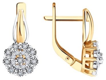 Серьги Diamant 51-220-02040-1 вес 3.54 г золото, бриллиант купить,NaN