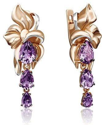 Серьги PLATINA 02-4324-00-203-1110-46 вес 6.1 г золото, аметист купить,NaN