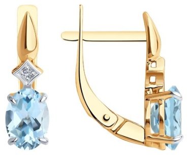 Серьги Diamant 51-320-01919-1 вес 2.46 г золото, топаз купить,NaN