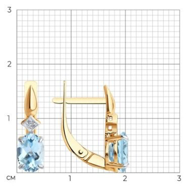Серьги Diamant 51-320-01919-1 вес 2.46 г золото, топаз купить,NaN