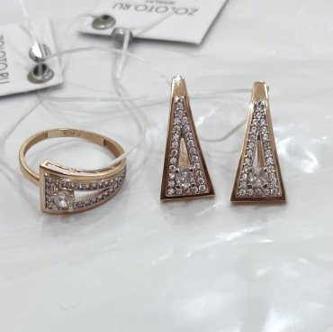 Комплект Zoloto.ru 7667764 вес 6.5 г золото, фианит купить,NaN