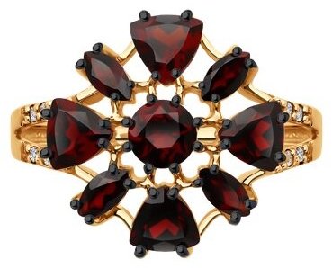 Кольцо Diamant 51-310-02436-2 размер 18 вес 2.96 г золото, гранат, фианит купить,NaN