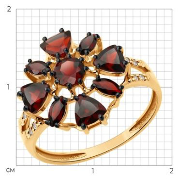 Кольцо Diamant 51-310-02436-2 размер 18 вес 2.96 г золото, гранат, фианит купить,NaN