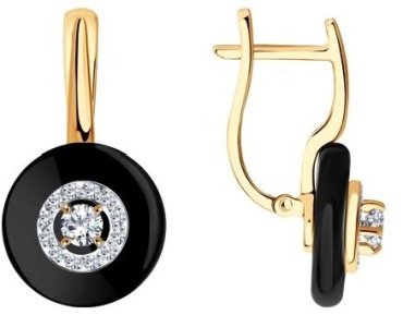 Серьги LUXOR JEWELRY LUXOR 727903 вес 3.79 г золото, агат, фианит купить,NaN
