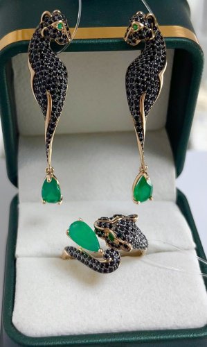 Комплект Diamant 726178 вес 10 г золото, агат, фианит купить,NaN