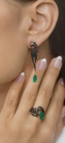 Комплект Diamant 726178 вес 10 г золото, агат, фианит купить,NaN