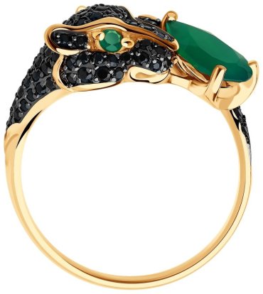 Кольцо LUXOR JEWELRY 715742_18_3.40 размер 18 вес 3.4 г золото, агат, фианит купить,NaN