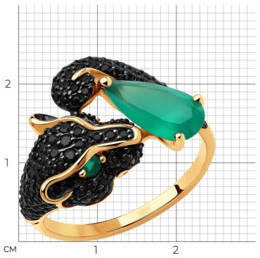 Кольцо LUXOR JEWELRY 715742_18_3.40 размер 18 вес 3.4 г золото, агат, фианит купить,NaN