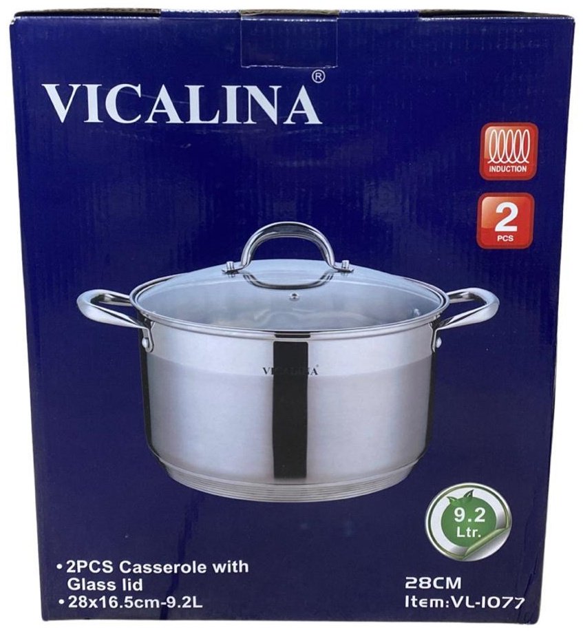 Кастрюля 9.2 л, Vicalina VL-1077 сталь