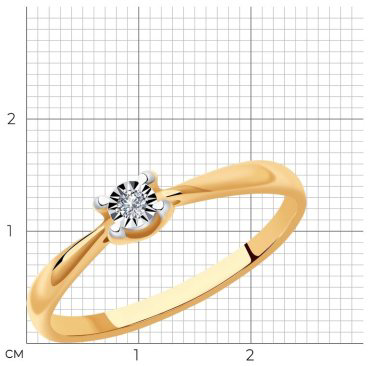 Кольцо LUXOR JEWELRY LUXOR 1011409-16_1,13 размер 16 вес 1.13 г золото, бриллиант купить,NaN
