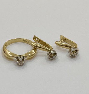 Комплект Exclusive Gold 865788866 вес 6 г золото, бриллиант купить,NaN