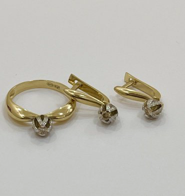 Комплект Exclusive Gold 865788866 вес 6 г золото, бриллиант купить,NaN