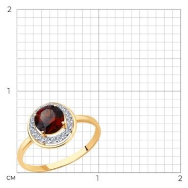 Кольцо Diamant 51-310-01426-1_18-5 размер 18.5 вес 1.68 г золото, фианит, гранат купить,NaN
