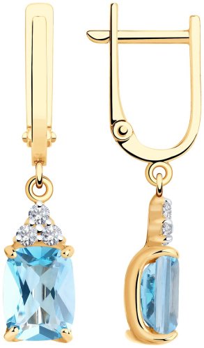 Серьги SOKOLOV 727549 вес 2.89 г золото, топаз, фианит 118291839 купить,256750
