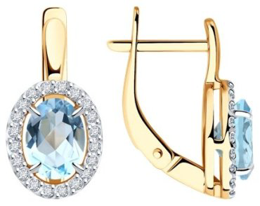 Серьги Diamant 51-320-02049-1 вес 2.88 г золото, топаз купить,NaN
