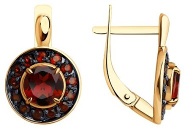 Серьги Diamant 51-320-01975-1 вес 3.18 г золото, гранат купить,NaN