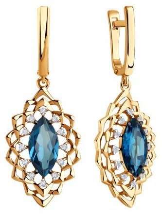 Серьги Diamant 51-321-02468-2_s вес 5.8 г золото, фианит, топаз купить,NaN