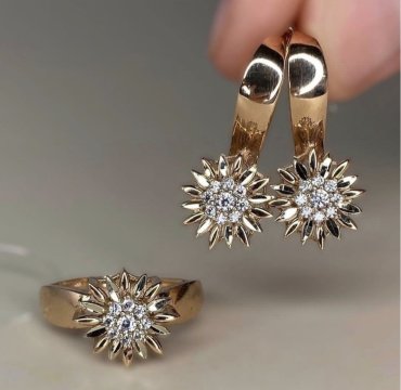 Комплект Diamant 75688866 вес 7 г золото, фианит купить,521450