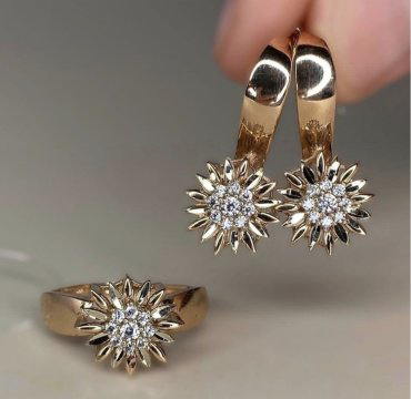 Комплект Diamant 75688866 вес 7 г золото, фианит купить,521450