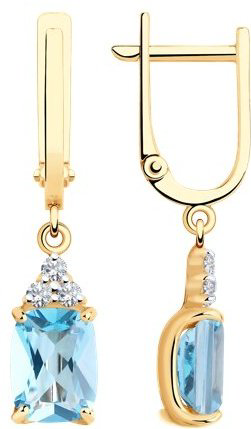 Серьги SOKOLOV 727549 вес 2.89 г золото, топаз, фианит 117975266 купить,269950