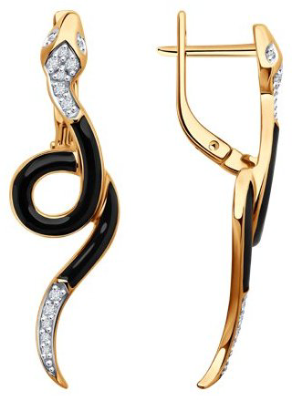 Серьги Diamant 51-220-02749-1 вес 3.79 г золото, бриллиант купить,NaN