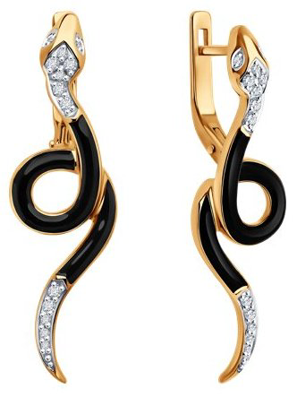 Серьги Diamant 51-220-02749-1 вес 3.79 г золото, бриллиант купить,NaN