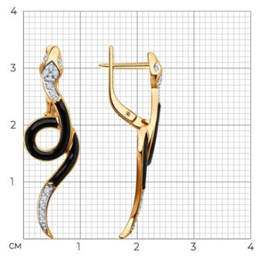 Серьги Diamant 51-220-02749-1 вес 3.79 г золото, бриллиант купить,NaN