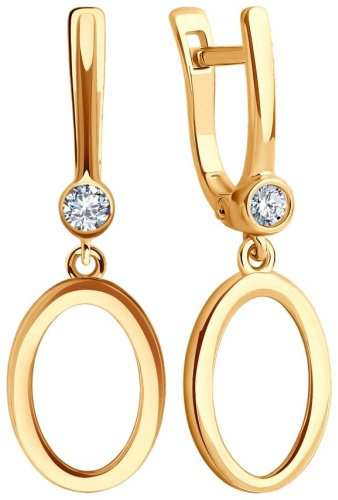 Серьги Diamant 51-121-01916-1 вес 2.35 золото, фианит купить,NaN