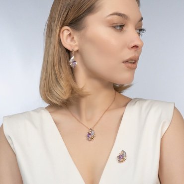 Комплект ЮЗ Платина 01-5707-00-203-1111 вес 9.2 г золото, аметист купить,NaN