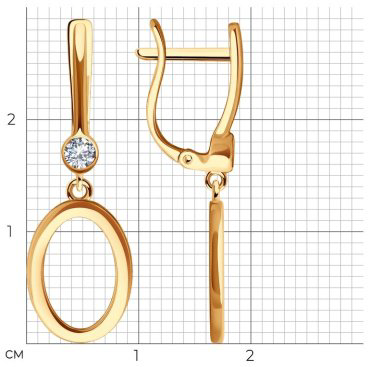 Серьги Diamant 51-121-01916-1 вес 2.35 золото, фианит купить,NaN