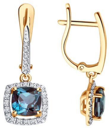Серьги Diamant 51-221-02348-1 вес 3.47 г золото, бриллиант 119457980 купить,NaN