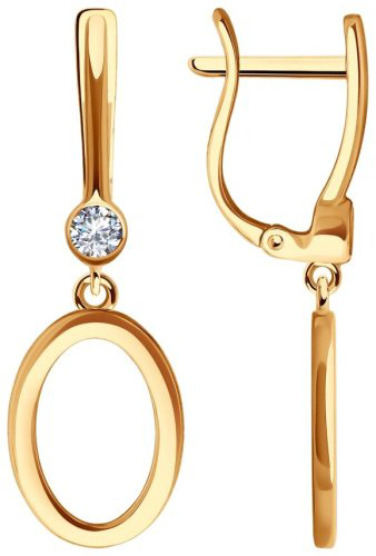 Серьги Diamant 51-121-01916-1 вес 2.35 золото, фианит купить,NaN
