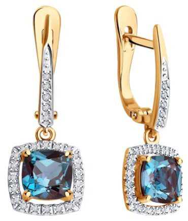 Серьги Diamant 51-221-02348-1 вес 3.47 г золото, бриллиант 119457980 купить,NaN