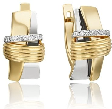 Серьги PLATINA 02-4595-00-401-1121-23 вес 5.14 г золото, фианит купить,NaN