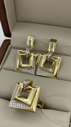 Комплект Exclusive Gold Exclusive 8567 вес 11.7 г золото, фианит купить,873950