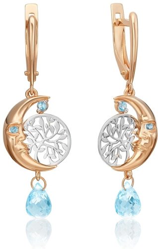 Серьги PLATINA 02-4688-00-201-1111-75 вес 3.59 г золото, топаз купить,NaN