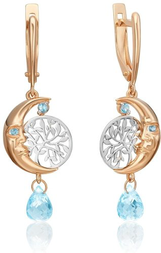 Серьги PLATINA 02-4688-00-201-1111-75 вес 3.59 г золото, топаз купить,NaN