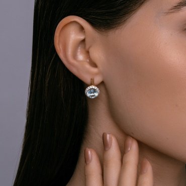 Серьги SOKOLOV 728808 вес 3.8 г золото, топаз, фианит купить,NaN