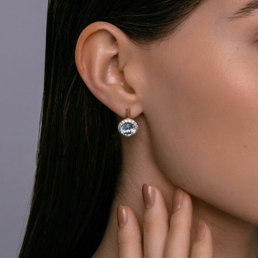 Серьги SOKOLOV 728808 вес 3.8 г золото, топаз, фианит купить,NaN