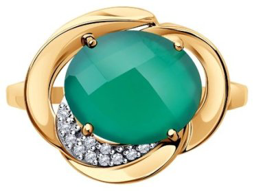 Кольцо Diamant 714252_18 размер 18 вес 3.98 г золото, агат купить,NaN