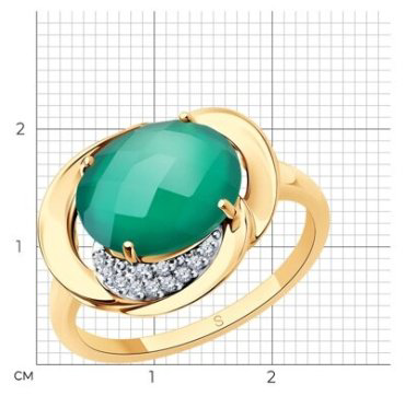 Кольцо Diamant 714252_18 размер 18 вес 3.98 г золото, агат купить,NaN