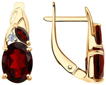 Серьги SOKOLOV 727584 вес 2.77 г золото, гранат купить,199919
