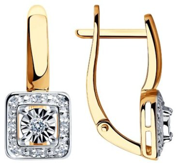 Серьги Diamant 51-220-00306-1 вес 3.41 г золото, бриллиант купить,NaN